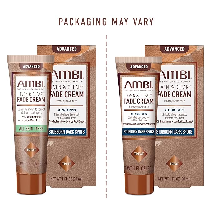 Ambi Even & Clear Advanced Fade Cream, Hydroquinone-free, Hyperpigmentation Treatment, Stubborn Dark Spot Corrector, Results In As Little As 2-3 Weeks, Niacinamide, Licorice Root Extract, PHA, 1 Fl Oz