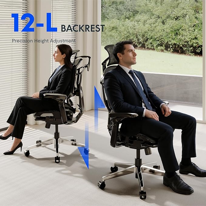 FLEXISPOT ErgoX-PRO Ergonomic Office Chair with Footrest Grey – AeroWeave 5.0 Mesh Seat, 5D Lumbar, 7D Armrests, 4D Headrest, 551LBS Capacity – Office, Gaming, Home