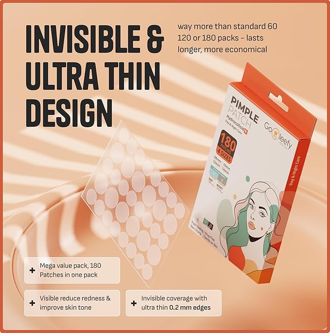Pimple Patches for Face – Day & Night Acne Patches for Fast Healing, Skin Clarity – Invisible Hydrocolloid Patches, Waterproof Spot Treatment – All Skin Types Zit Patches of 60/120/180