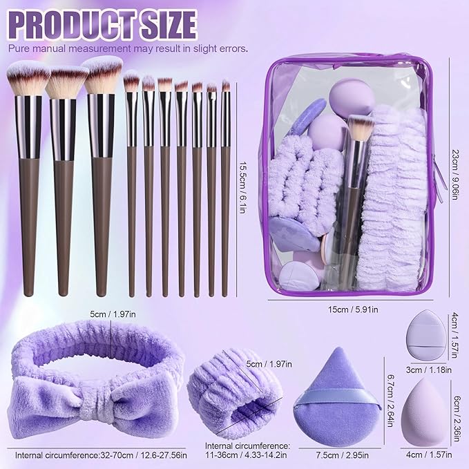 BS-MALL Makeup Brushes Set 23 Pcs with Finger Sponge – Essential Tools,travel set