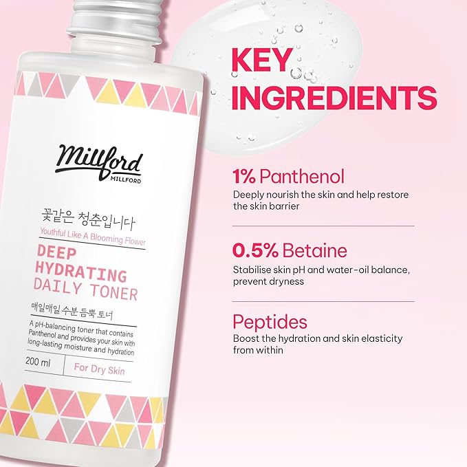 Deep Hydrating Daily Toner 6.76 fl oz (200 ml) - pH-Balancing, Alcohol-Free & Fragrance-Free Toner with Panthenol (Vitamin B5) & Betaine to Strengthen Moisture Barrier, Korean Skincare