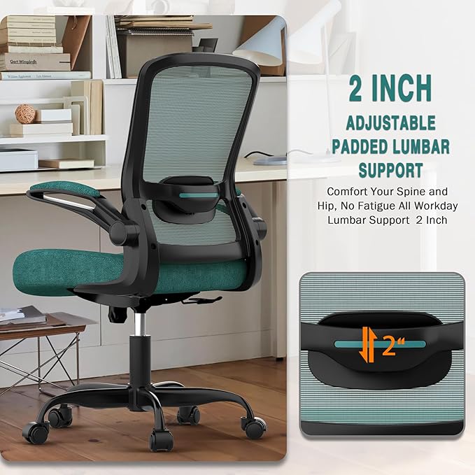Mimoglad Office Chair, Ergonomic Desk Chair with Adjustable Lumbar Support, High Back Mesh Computer Chair with Flip-up Armrests- Task Chairs, Executive Chair for Home Office