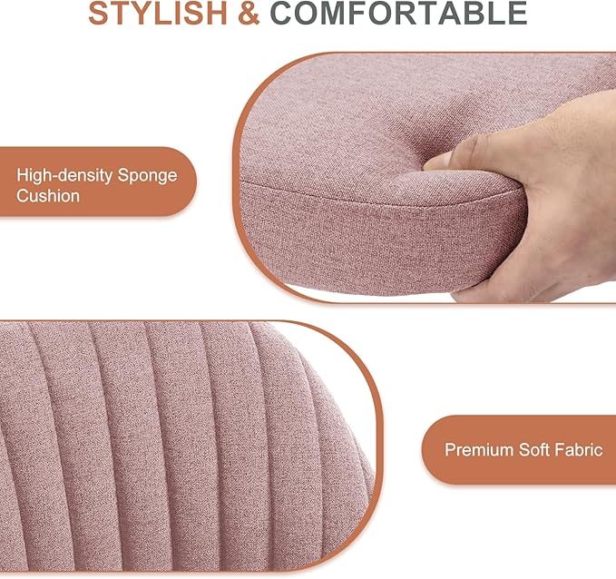 DUMOS Office Chair, Comfy Desk Chair Rolling Vanity Swivel Task Chairs with Wheels, Wide Seating Armless Height Adjustable Computer Chairs for Home,Bedroom,Student,Adults, Blush