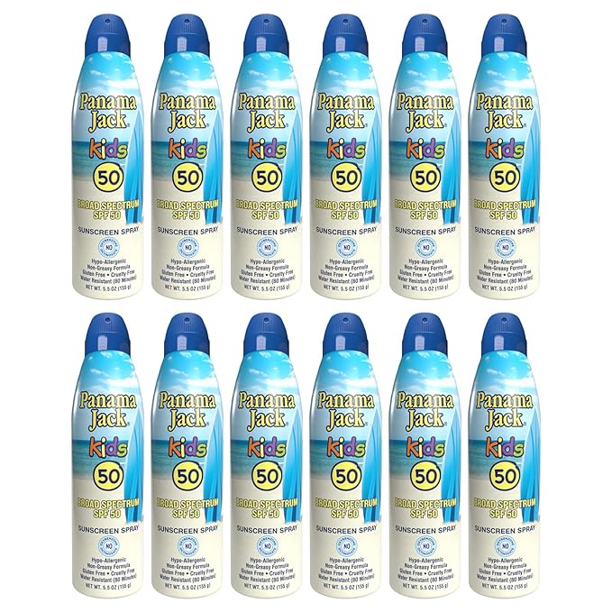 Panama Jack Kids Sunscreen Spray - SPF 50, Broad Spectrum UVA/UVB Protection, Hypo-Allergenic, PABA, Paraben, Gluten & Cruelty Free, Water Resistant (80 Minutes), 5.5 OZ (Pack of 2)