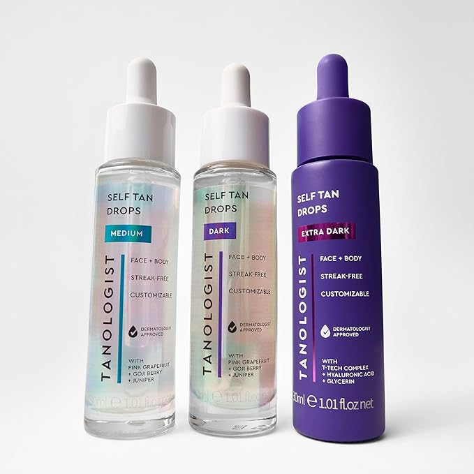 Tanologist Medium Self Tan Drops, Streak-Free Body & Face Tanning Drops, No Fake Tan Smell, For Moisturizer & Lotion, Bronzing Face Tanner, Skincare Ingredients, Vegan, 1.01 fl. oz/30 ml Bottle