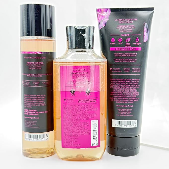 Bath & Body Works Whipped Rose & Vanilla 3-Piece Gift Set | Includes: Fine Fragrance Mist, Body Wash and Ultimate Hydration Body Cream