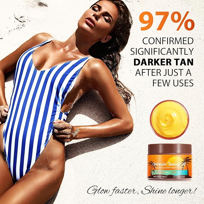 Brown Tanning Cream 5.25 Fl Oz,Lntensive Tanning Gel,Lnstant Tan Enhancer With Added Shimmer - Tan Accelerator Cream, Soft Intensive Luxe for Sunbeds &Outdoor Sun