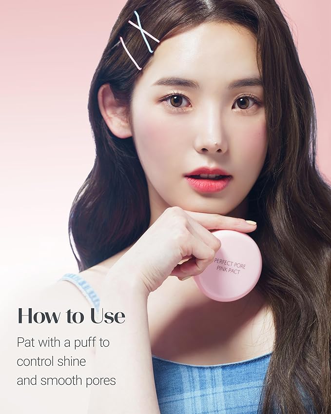 THESAEM Saemmul Perfect Pore Pink Pact - Sebum Control Face Powder with 15% Calamine for Oily Sensitive Skin - Oil Control Moisture System Compact - Korean Makeup Pressed Powder, 0.37 oz. 2 Pack