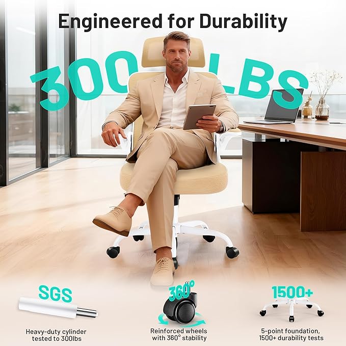 AreShark Office Chair - Ergonomic Desk Chair Breathable Mesh Chair with 2D Headrest & Adjustable Lumbar Support - Executive High Back Rolling Swivel Computer Gaming Chair with Wheels Flip-up Armrests