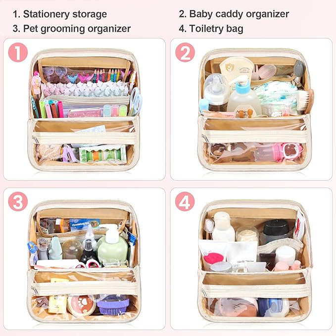 Makeup Bag, Large Capacity with Room for Brushes and Mirror, Travel Makeup Organizer, Portable Standing Make Up Case, Waterproof Cosmetic Toiletry Bags with Handle, Color Black