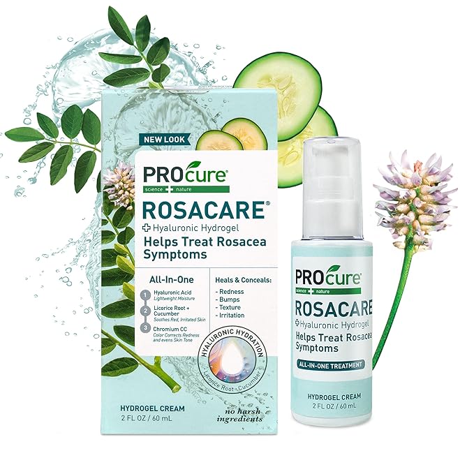 PROcure Rosacare CC Hydrogel 2 fl oz – Color-Correcting Redness Relief Gel with Hyaluronic Acid, Cucumber & Licorice Root for Sensitive Skin