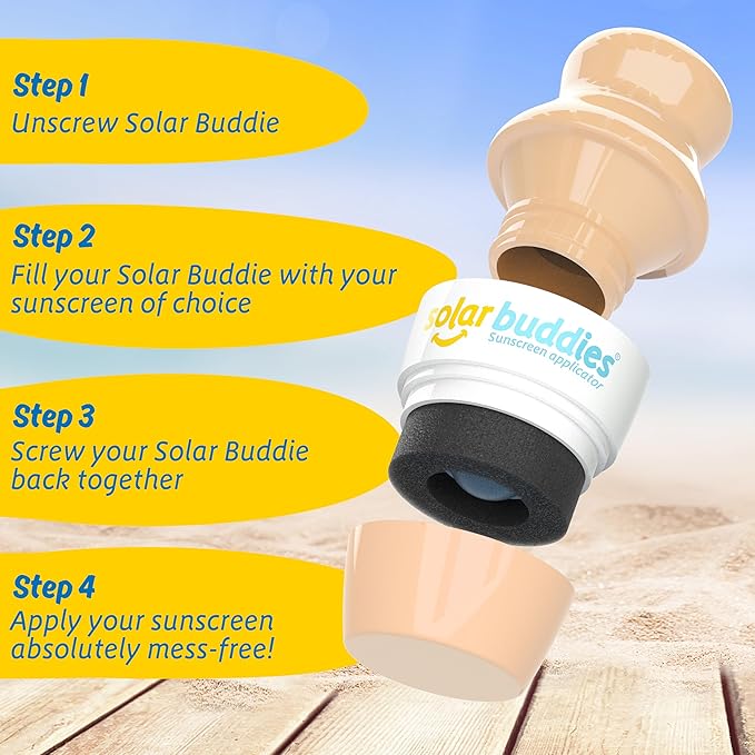 Solar Buddies Sunscreen Applicator - Single Nude - Refillable Roll on Sponge Sunscreen, Suncream & Lotion Applicator For Kids, Adults & Families - Holds 3.4fl oz, Perfect Size for Travel