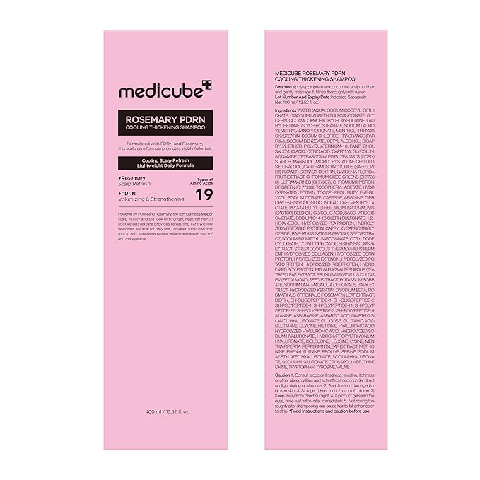 medicube Rosemary PDRN Clarifying Shampoo | Refreshing, Nourishing Care for Fine, Weak-Looking Hair | Amino Acid for Strengthening & Nourishing Formula | Korean Hair Care, 13.52 fl.oz