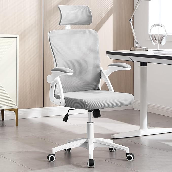 Office Chair,Ergonomic Desk Chair with Adjustable Lumbar Support,Gray Office Chair 400 Lbs Mesh Computer Chair High Back with Headrest for Home Office (Grey)
