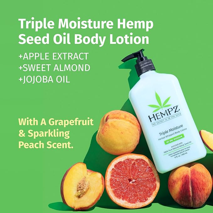 Hempz Triple Moisture Body Moisturizer,17 Oz – Hydrating Lotion Rich with Minerals,Vitamin C,& Hempseed Oil to Nourish & Repair Extremely Dry or Sensitive Skin for Body,(Pack of 2)
