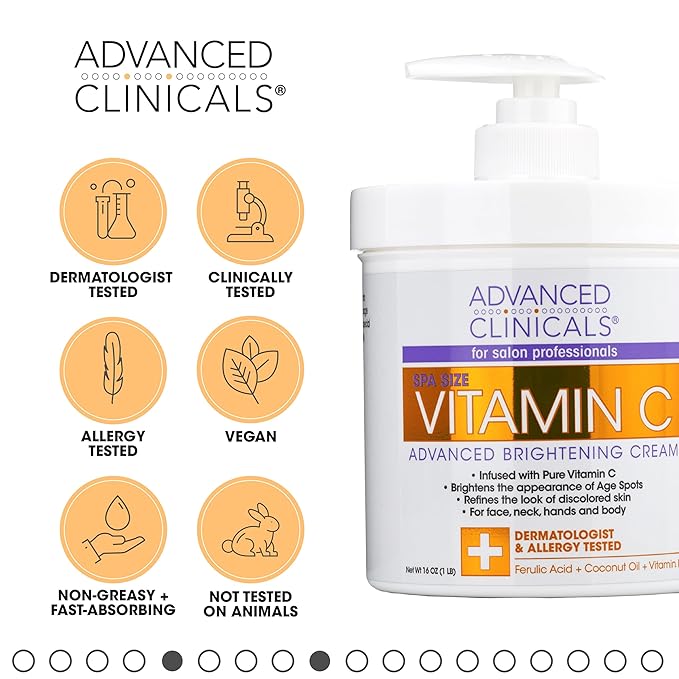 Advanced Clinicals Vitamin C Brightening Cream + Vitamin C Glow Facial Toner Set