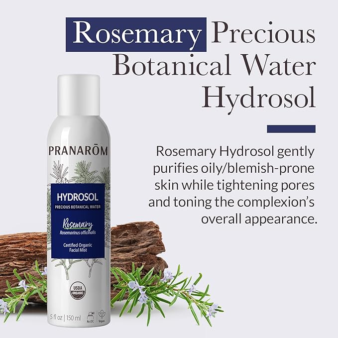 Pranarom - Rosemary Water Hydrosol 150ml - Applying Toner After Cleansing - For Blemish-Prone Skin - Gently Purifies and Tightens Pores - Ultra-Fine Mist, 100% Organic