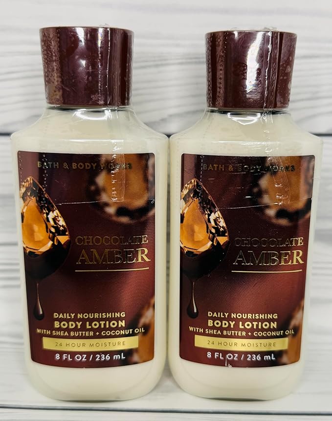 Bath & Body Works Chocolate Amber Body Lotion 8 Ounces Each Pack of 2
