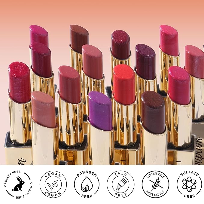 Pink Red Brown Lipstick Set for Women Shimmer Tinted Lip Balm Hydrating Moisturizing Lipstick Cruelty Free Lip Makeup, ZG107/108/117