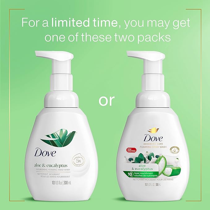 Dove Foaming Hand Wash Aloe & Eucalyptus Protects Skin from Dryness,More Moisturizers than the Leading Ordinary Hand Soap,10.1 oz,(Pack of 8)