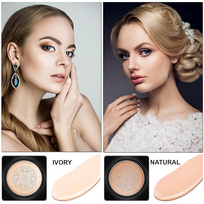 Mushroom Head Air Cushion & BB Cream CC Cream Liquid Foundation Concealer - Lasting, Moisturizing Makeup Base for Even Skin Tone - Natural Finish