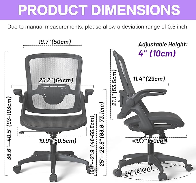 Modern Mesh Seat Home Office Computer Desk Chair with Swivel Wheels and Height Adjustable Lumbar Support for Adult