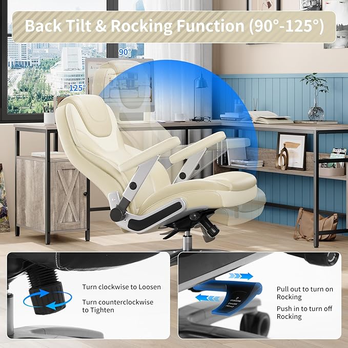 Big and Tall Office Chair with 5D Arms, 600lbs Fabric & PU Leather Heavy Duty Desk Chair, Adjustable Lumbar Support & Height, Tilt Function, High Back Ergonomic Executive Computer Chair