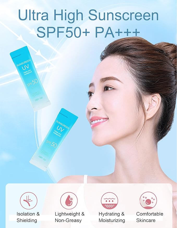 40PCS Mini Sunscreen with Hyaluronic Acid, SPF50+ PA+++ Travel Size Sunscreen Bulk (4ml Each), Lightweight & Non-Greasy & Hydrating, Waterproof Face & Body Sunscreen for Outdoor, Vacation, Daily Use