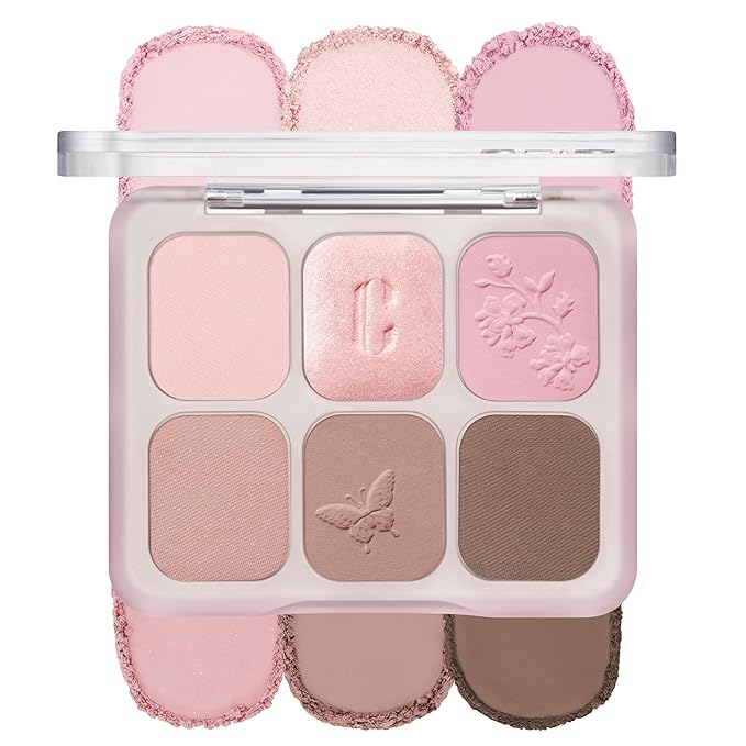 CLIO Muse Master Eyeshadow Palette, Korean Royal Heritage Edition, Soft Pink 6-Color Eyeshadow Palette with Matte Satin Shimmer, Blendable Baked Cream Powder Formula (01 BLOSSOM STITCH)