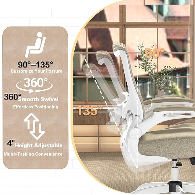 Ergonomic Office Chair - High Back Desk Chair with Adjustable Lumbar Support, Breathable Mesh Back, 330LBS Capacity, Easy Assembly, for Home Office Executive Computer Task