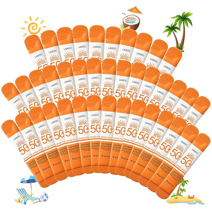 40 Pack Travel Size Sunscreen SPF50+ PA+++ - Mini Sunscreen Bulk for Face & Body, Lightweight & Non-Greasy, Water-Resistant Sunscreen Packets for Outdoor Sports & Party Favors, 0.28 OZ/Pack
