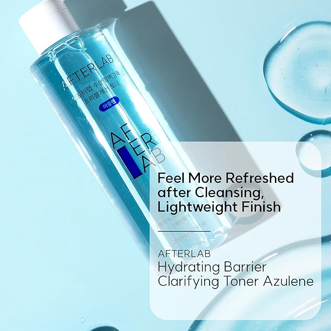AFTERLAB Hydrating Barrier Clarifying Toner with Azulene, PH 5.5 Gentle Hydrating Facial Toner for Men & Women, Soothing & Reducing Breakouts, Lightweight Daily Korean Skincare, 6.76 fl oz