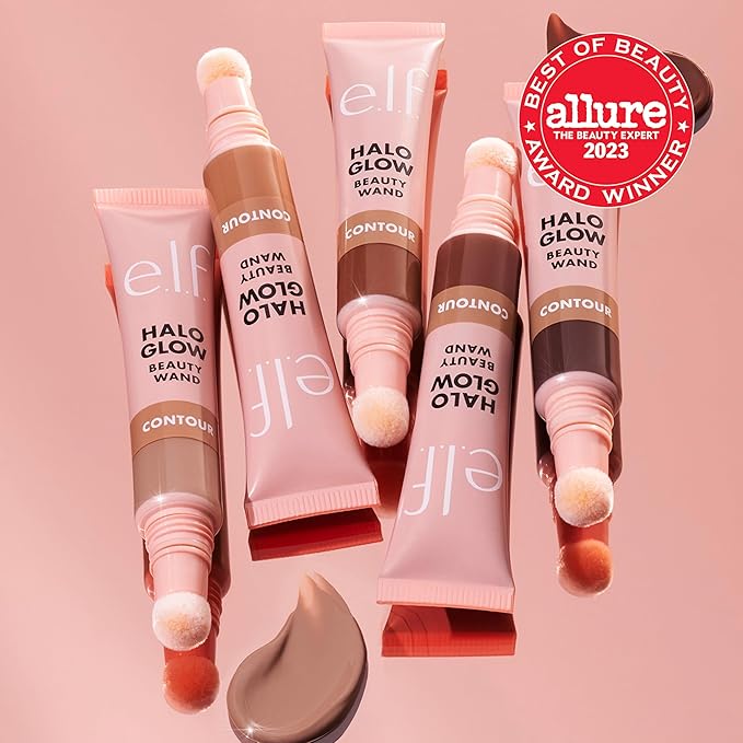 e.l.f. Halo Glow Contour Beauty Wand, Liquid Contour Wand For A Naturally Sculpted Look, Buildable Formula, Vegan & Cruelty-free, Tan/Deep