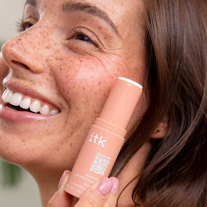 ITK Skincare Caffeine + Aloe Vera Under Eye Stick Balm - Moisturizer for Fine Lines and Wrinkles - Under Eye Treatment Soothes Redness and Hydrates, Brightens, and Soothes Puffy Eyes - 0.5 oz. Stick