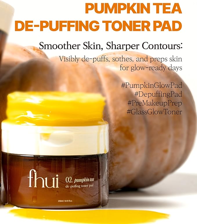 Pumpkin Toner Pads | De-Puffing Face Pads for Morning Puffiness & Puffy Eyes | Makeup Prep Pad with Hyaluronic Acid & Niacinamide | Smooth Texture, Hydrating Toner Pad | Korean Skin Care