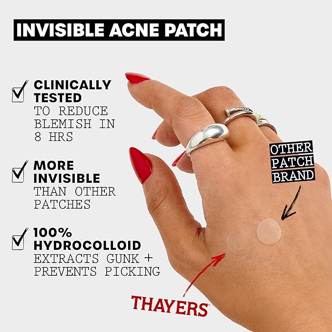Thayers Blemish Clearing Acne Pads, Salicylic Acid Acne Treatment, Pore Reducing, Exfoliating, and Soothing Toner Pads, 60 Ct + Invisible S.O.S Hydrocolloid Acne Pimple Patch, Ultra-Thin, 22 Patches