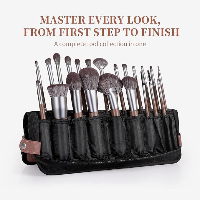 DUcare 22Pcs PRO Grade Makeup Brushes Professional with Bag 22Pcs Makeup Brush Set Premium Synthetic Kabuki Foundation Blending Brush Face Powder Blush Concealers Eye Shadows with Case