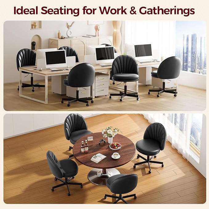 GTPLAYER Small Ergonomic Tall Office Chair, Computer Desk Chair with Wheels Versatile Height Use: Office to Bar Stools (or Standing Desk), Vanity Chair with Back PU Leather Shell Design for Gift