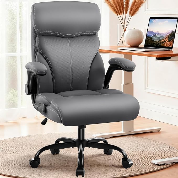AreShark Office Chair - Executive High Back Breathable Comfy Desk Chair with Lumbar Support - Ergonomic Leather Rolling Swivel Computer Chair with Rock Function for Working Studying Gaming Relaxing