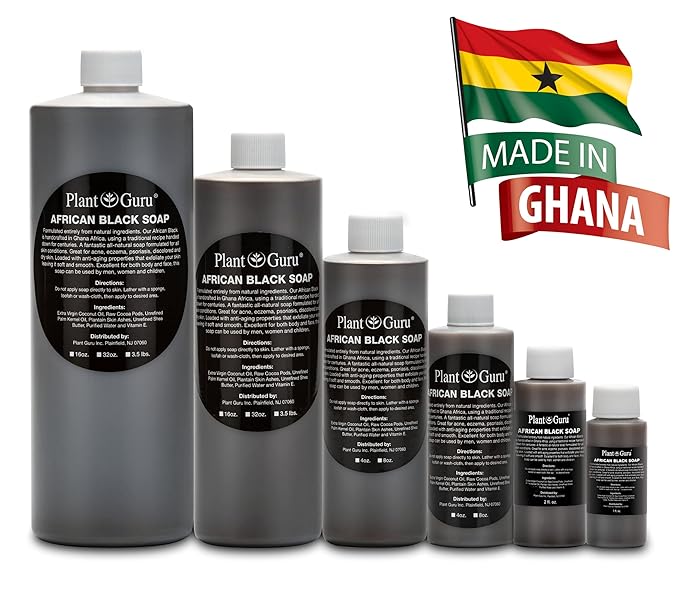 African Black Soap Liquid 32 oz. 100% Raw Pure Natural From Ghana. Acne Treatment, Aids Against Eczema & Psoriasis, Dry Skin, Scars and Dark Spots. Great For Pimples, Blackhead, Face & Body Wash