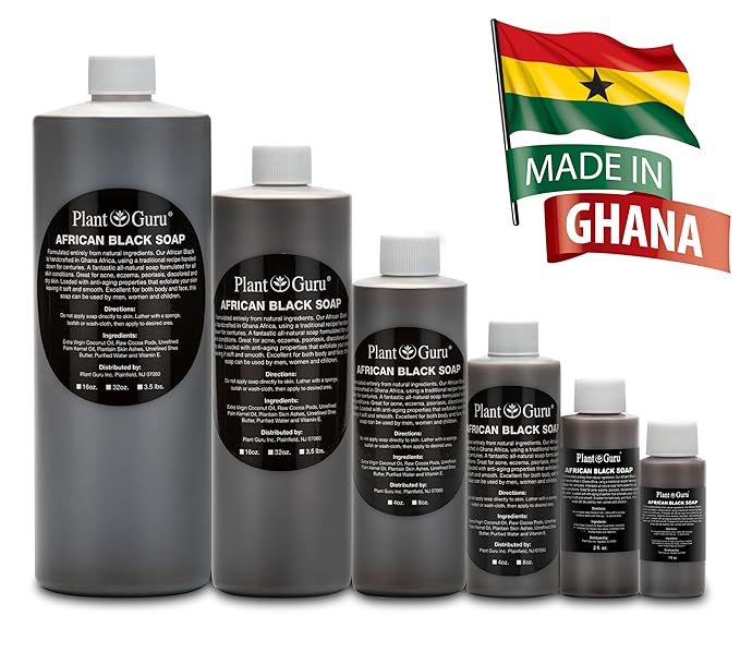 African Black Soap Liquid 8 oz. 100% Raw Pure Natural From Ghana. Acne Treatment, Aids Against Eczema & Psoriasis, Dry Skin, Scars and Dark Spots. Great For Pimples, Blackhead, Face & Body Wash