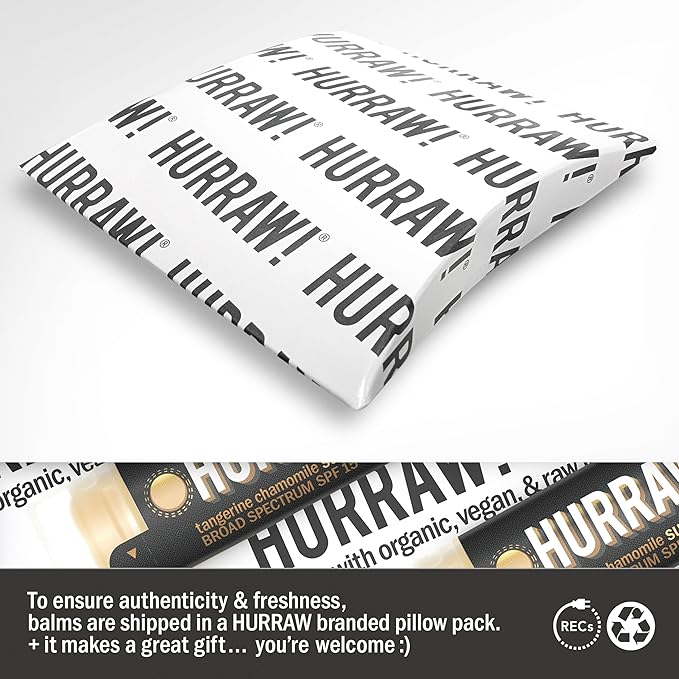 Hurraw! Sun Lip Balm (Zinc Oxide Protection, Broad Spectrum SPF 15, Tangerine, Chamomile): Organic, Certified Vegan, Gluten Free. Non-GMO, 100% Natural. Bee, Shea, Soy and Palm Free. Made in USA