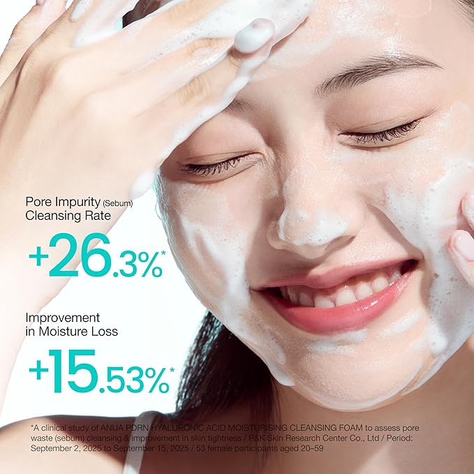ANUA PDRN Hyaluronic Acid Moisturizing Cleansing Foam, Hydrating Facial Cleanser for Dry Skin, Daily Gentle Face Wash with Salmon DNA, Balancing & Pore Care, Korean Skincare (5.07 fl oz) (Pack of 2)