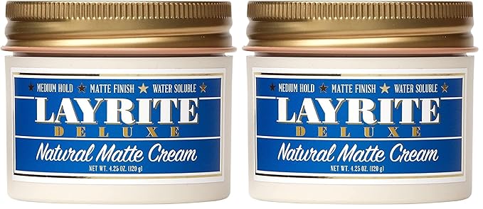 Layrite Natural Matte Cream,Basic,White,Mild Cream Soda,4.25 Ounce,(Pack of 2)