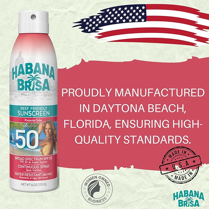 Reef Friendly Sunscreen Spray – Water-Resistant, Broad Spectrum, No Oxybenzone or Octinoxate, 360° Spray, 6 FL OZ (SPF 30, SPF 50, SPF 70) (6 Fl Oz (Pack of 1), 50, Sun Protection Factor (SPF))