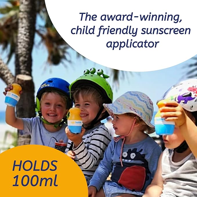 Solar Buddies Sunscreen Applicator - Pink, Green, Blue - BPA-Free Refillable Roll on Sponge Sunscreen, Suncream & Lotion Applicator For Kids, Adults & Families - Holds 3.4fl oz, Perfect Travel Size