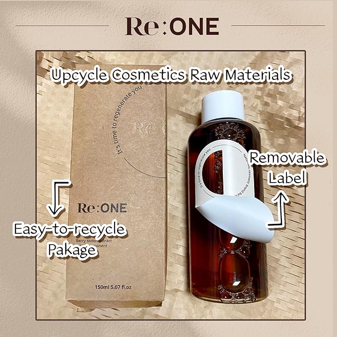 Re:ONE Korean Vegan Facial Toner 5.07 Fl Oz, Hydration & Moisturizing for Dry Skin | Strawberry Essence, Korean Skincare, Vegan, Eco-Friendly, upcycling, Alcohol Free, Sustainable, Simple Ingredients