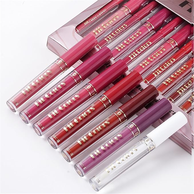 13Pcs Matte Liquid Lipstick + Lip Liner Pens Set, 6 Matte Lipstick+6 Matching Smooth Lipliner+ 1Pcs Lip Plumper Makeup Set Kit, Waterproof Long Lasting 24 Hour Lip Makeup Valentines Gifts for Women