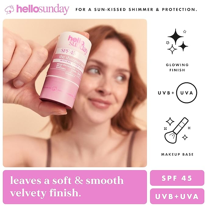 The Shimmer One Mineral Glow Stick SPF 45 Pa Plus by Hello Sunday for Women - 0.7 oz Sunscreen