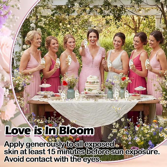 Leelosp 30 Pcs Mini Sunscreen with Carabiner Bulk Travel Size 1 Fl. oz. Spf 30 Sunblock Lotion Love in Bloom Wildflower Baby Shower Party Favor Bridal Shower Wedding Engagement Gifts for Guest
